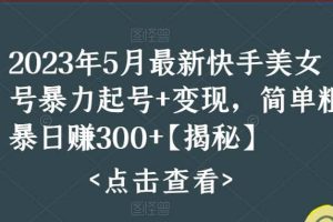 快手暴力起号 变现2023五月最新玩法，简单粗暴 日入300