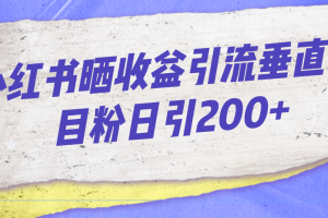 小红书晒收益图引流垂直项目粉日引200