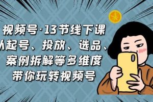 视频号·13节线下课，从起号、投放、选品、案例拆解等多维度带你玩转视频号