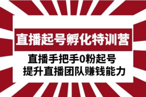 直播起号孵化特训营：直播手把手0粉起号 提升直播团队赚钱能力