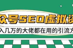 公众号SEO虚拟资料，操作简单，日入500 ，可批量操作【揭秘】