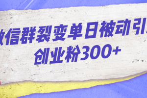 微信群裂变单日被动引流创业粉300