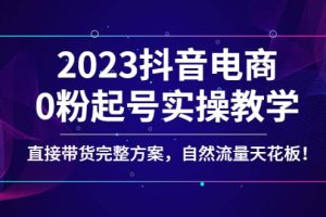 2023抖音电商0粉起号实操教学，直接带货完整方案，自然流量天花板