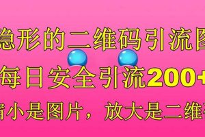 隐形的二维码引流图，缩小是图片，放大是二维码，每日安全引流200